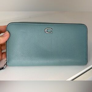 Coach Teal Leather Zip Wallet